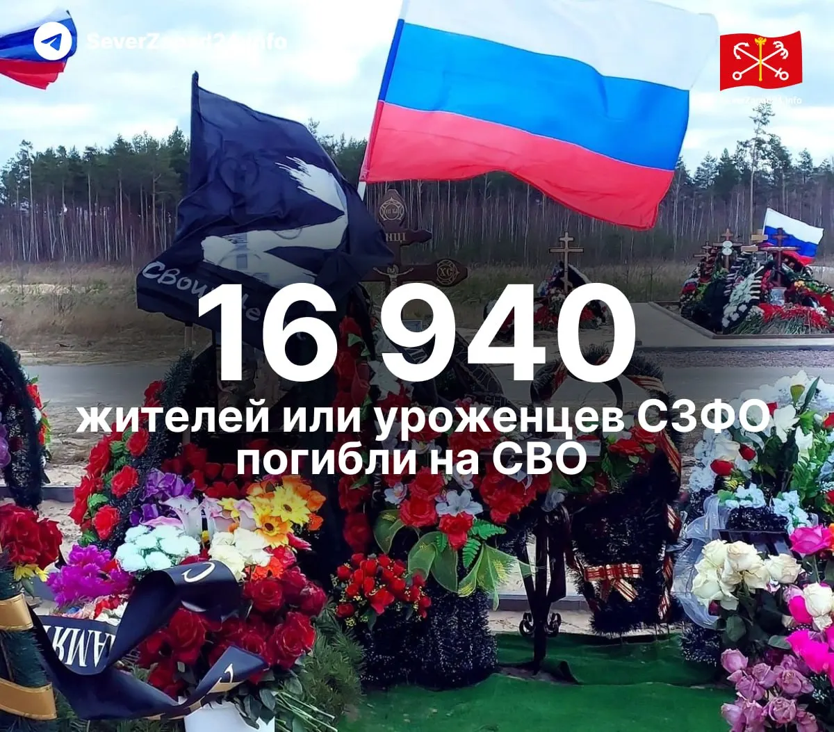Не&nbsp;менее 16&nbsp;940&nbsp;жителей и&nbsp;уроженцев СЗФО погибли на&nbsp;СВО&nbsp;— данные по&nbsp;регионам