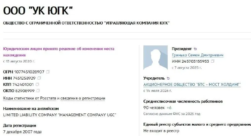 АО «БТС‑Мост Холдинг» приобрело управляющую компанию холдинга, ранее перешедшую в госсобственность; в результате компания получила новое название и руководство.